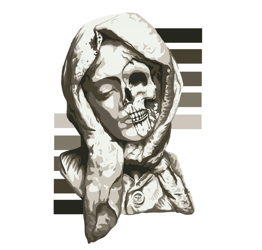 A drawing of a real statue bust